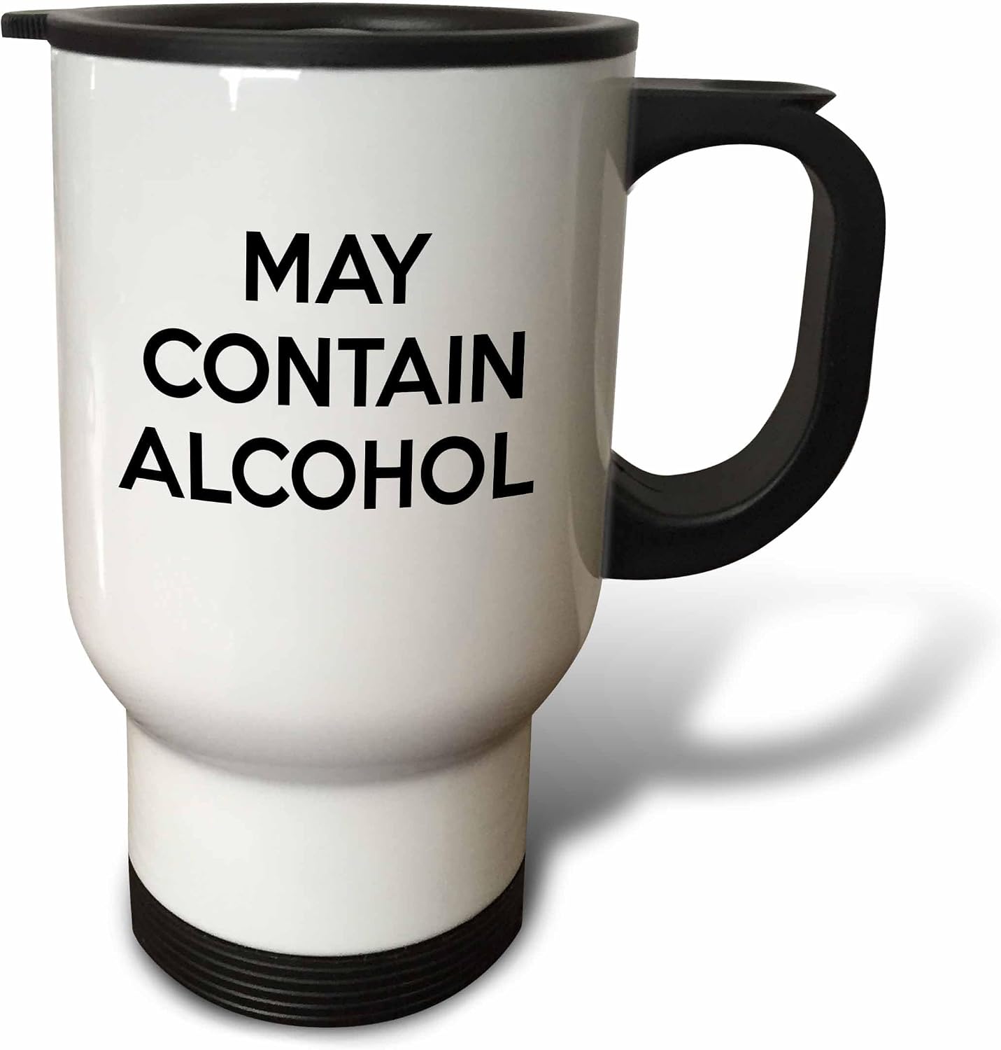 MAY CONTAIN ALCOHOL Travel Mug, 14 oz, Stainless Steel, White