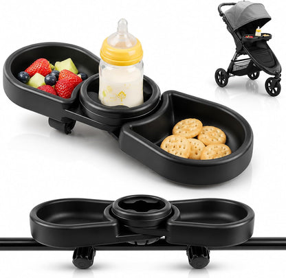 Snack Tray Compatible with Baby Jogger City Mini GT2 – 3-in-1 Stroller Snack Tray Attachment with Deep Cup Holders, Easy Installation, Fits Inward-Curved Handlebars - Ideal Gift for Parents