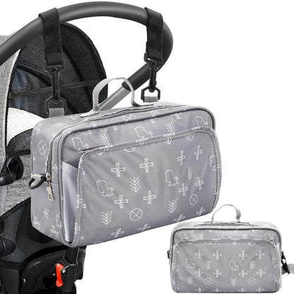 Small Diaper Bag with Wipes Pocket, Mini Cute Stroller Organizer Crossbody Nappy Bags with Adjustable Strap, Tote Diaper Bag for Baby Boy, Girl, Outdoor, Short Trip, Gray