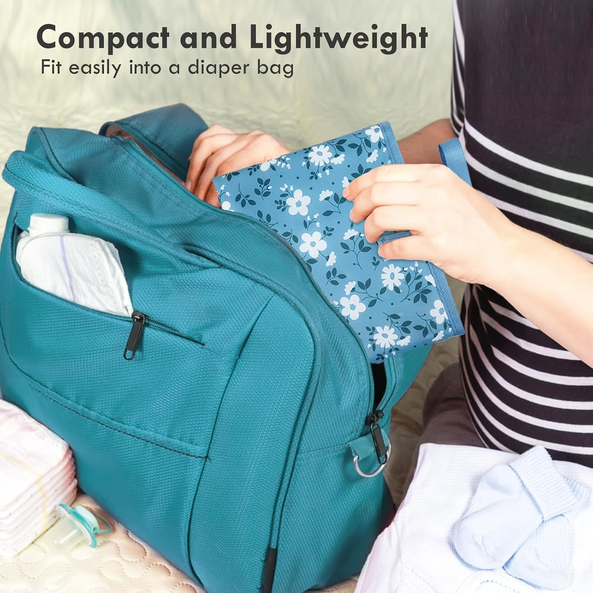 Portable Diaper Changing Pad, Waterproof Baby Changing Mat with Wrist Strap