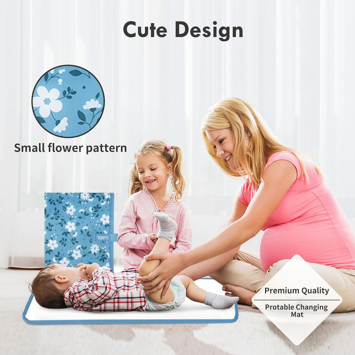 Portable Diaper Changing Pad, Waterproof Baby Changing Mat with Wrist Strap