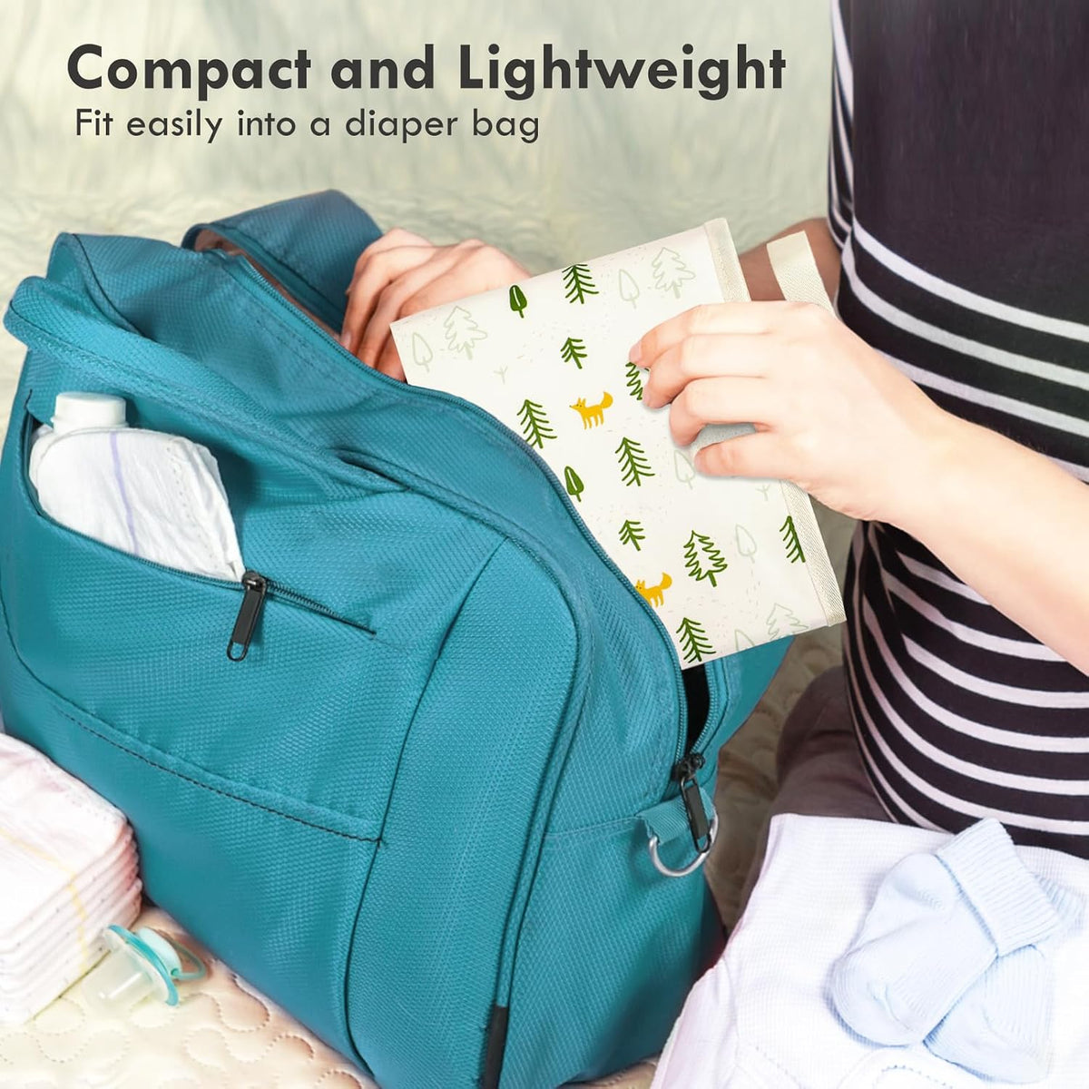 Portable Diaper Changing Pad, Waterproof Baby Changing Mat with Wrist Strap