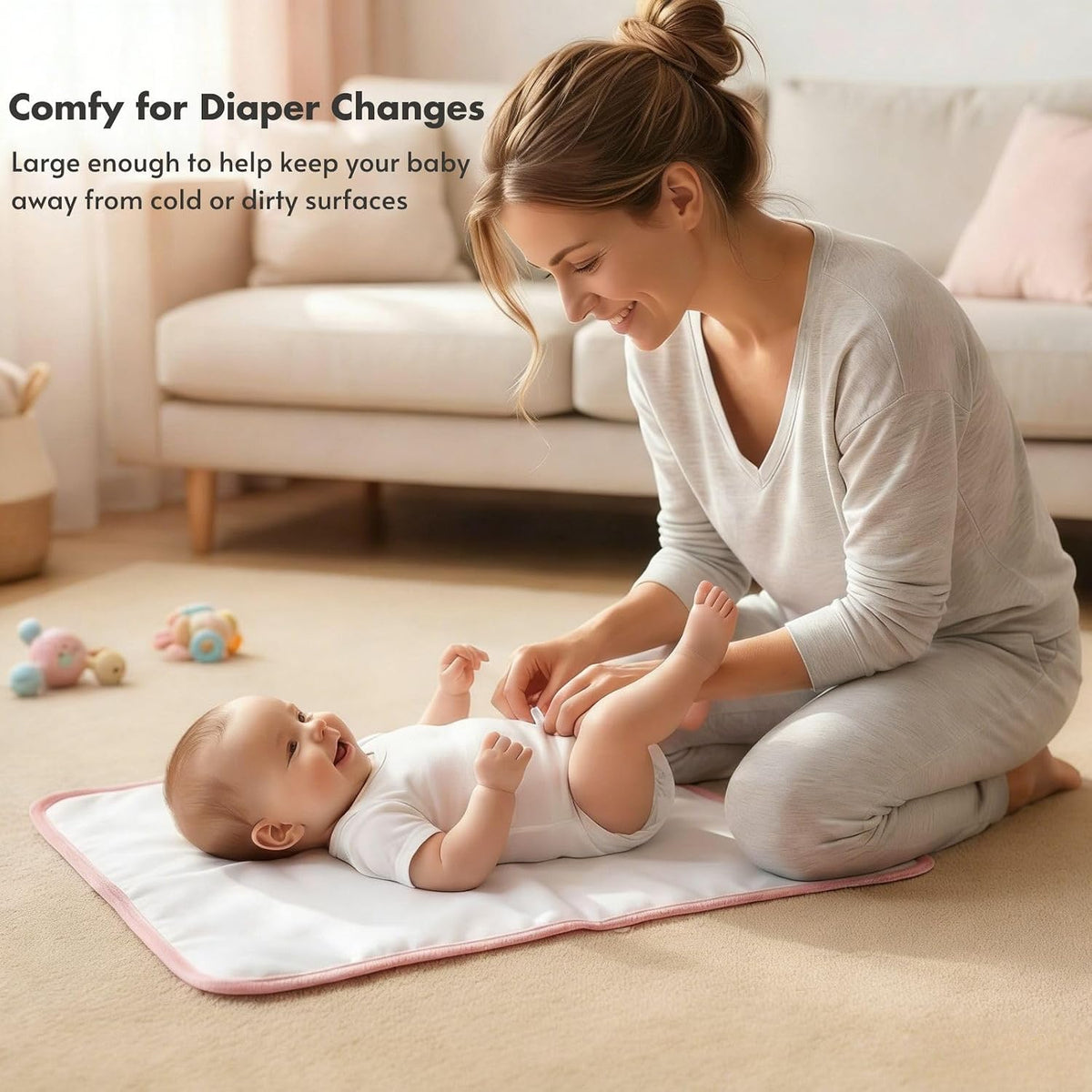Portable Diaper Changing Pad, Waterproof Baby Changing Mat with Wrist Strap