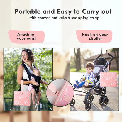 Portable Diaper Changing Pad, Waterproof Baby Changing Mat with Wrist Strap