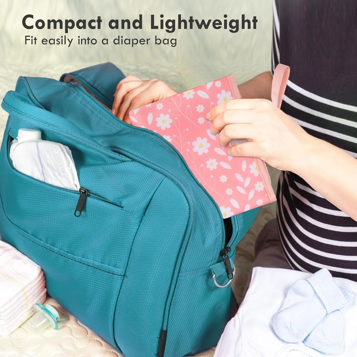 Portable Diaper Changing Pad, Waterproof Baby Changing Mat with Wrist Strap