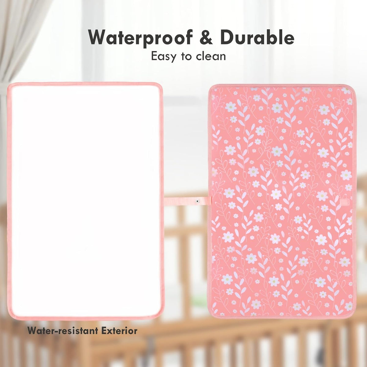 Portable Diaper Changing Pad, Waterproof Baby Changing Mat with Wrist Strap