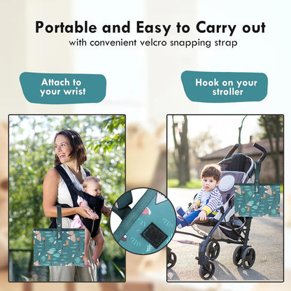 Portable Diaper Changing Pad, Waterproof Baby Changing Mat with Wrist Strap