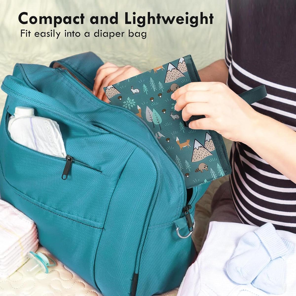 Portable Diaper Changing Pad, Waterproof Baby Changing Mat with Wrist Strap