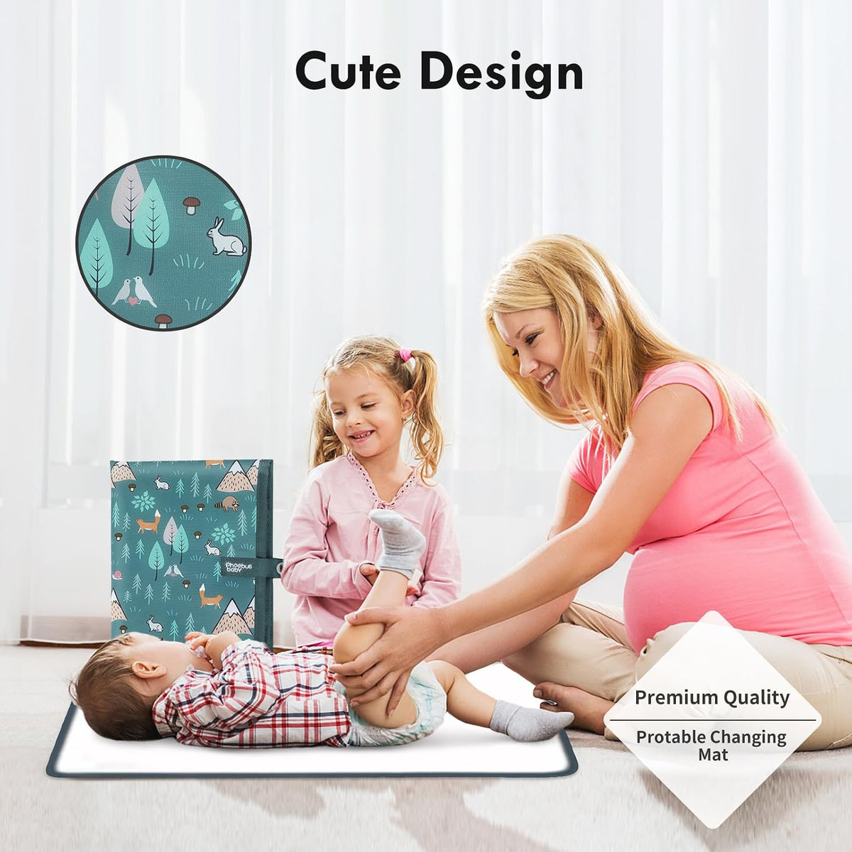 Portable Diaper Changing Pad, Waterproof Baby Changing Mat with Wrist Strap