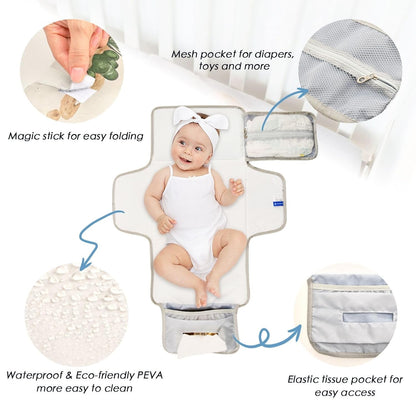 Wester Cowboy Boots Portable Diaper Changing Pad, Waterproof Baby Changing Mat with Storage Pocket & Built-in Pillow, Foldable Travel Pad, Newborn Gift Set for Boy Girl