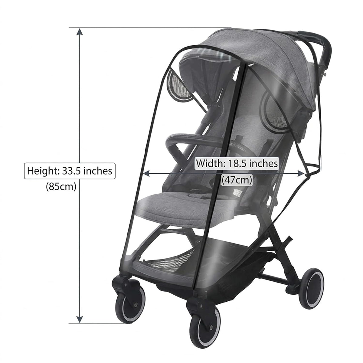 Rain Cover for Stroller, Waterproof Stroller Rain Cover for 4-8kg Baby Strollers, Double Zipper Ventilated Design Easy Access