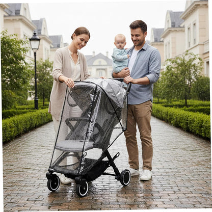 Rain Cover for Stroller, Waterproof Stroller Rain Cover for 4-8kg Baby Strollers, Double Zipper Ventilated Design Easy Access