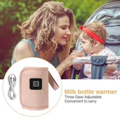 Baby Bottle Warmer,USB Milk Heat Keeper, Gentle Warmth Maintain Perfect Temperature for Baby Milk,Used for Baby Milk,Used in Home,Outside and in Car,Slow Heating to Keep Warm(Pink)