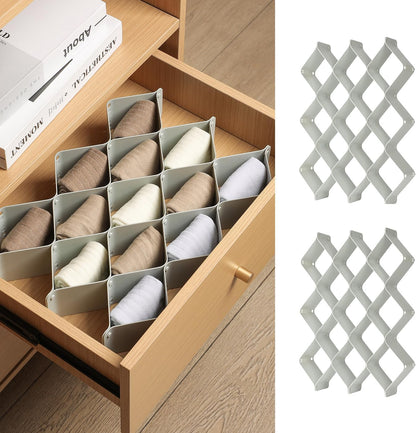 ROUFA Sock Drawer Organizer for Dresser, Honeycomb Underwear Dividers for Women, Panty Separator for Bras, Socks, Belt and Leggings (.Pink)