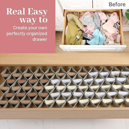 ROUFA Sock Drawer Organizer for Dresser, Honeycomb Underwear Dividers for Women, Panty Separator for Bras, Socks, Belt and Leggings (.Pink)