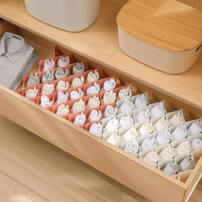 ROUFA Sock Drawer Organizer for Dresser, Honeycomb Underwear Dividers for Women, Panty Separator for Bras, Socks, Belt and Leggings (.Pink)