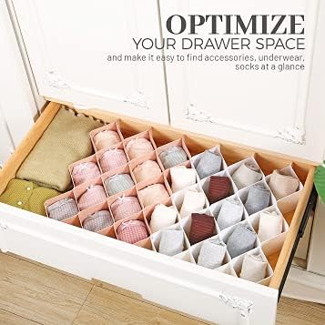 ROUFA Sock Drawer Organizer for Dresser, Honeycomb Underwear Dividers for Women, Panty Separator for Bras, Socks, Belt and Leggings (.Pink)