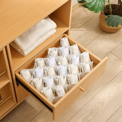 ROUFA Sock Drawer Organizer for Dresser, Honeycomb Underwear Dividers for Women, Panty Separator for Bras, Socks, Belt and Leggings (.Pink)