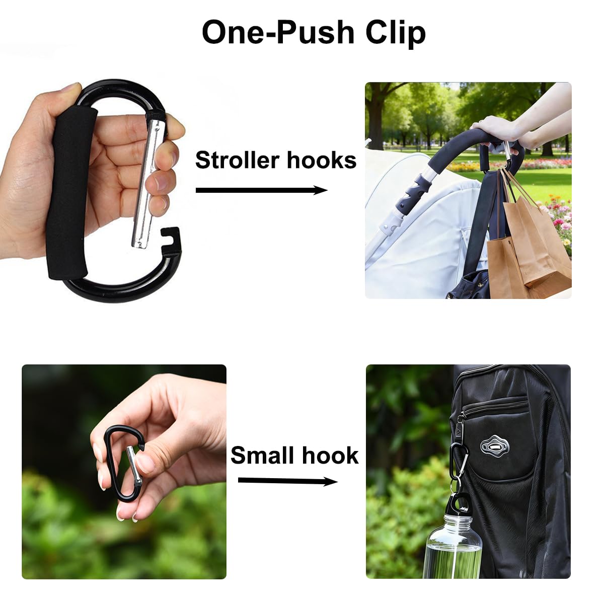 Stroller Hooks for Hanging Bags and Shopping Hanging Purses, Large Stroller Accessories Multifunctional Stroller Hook Organizer for Travel Car Seats