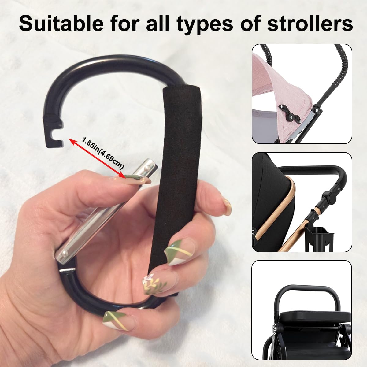 Stroller Hooks for Hanging Bags and Shopping Hanging Purses, Large Stroller Accessories Multifunctional Stroller Hook Organizer for Travel Car Seats