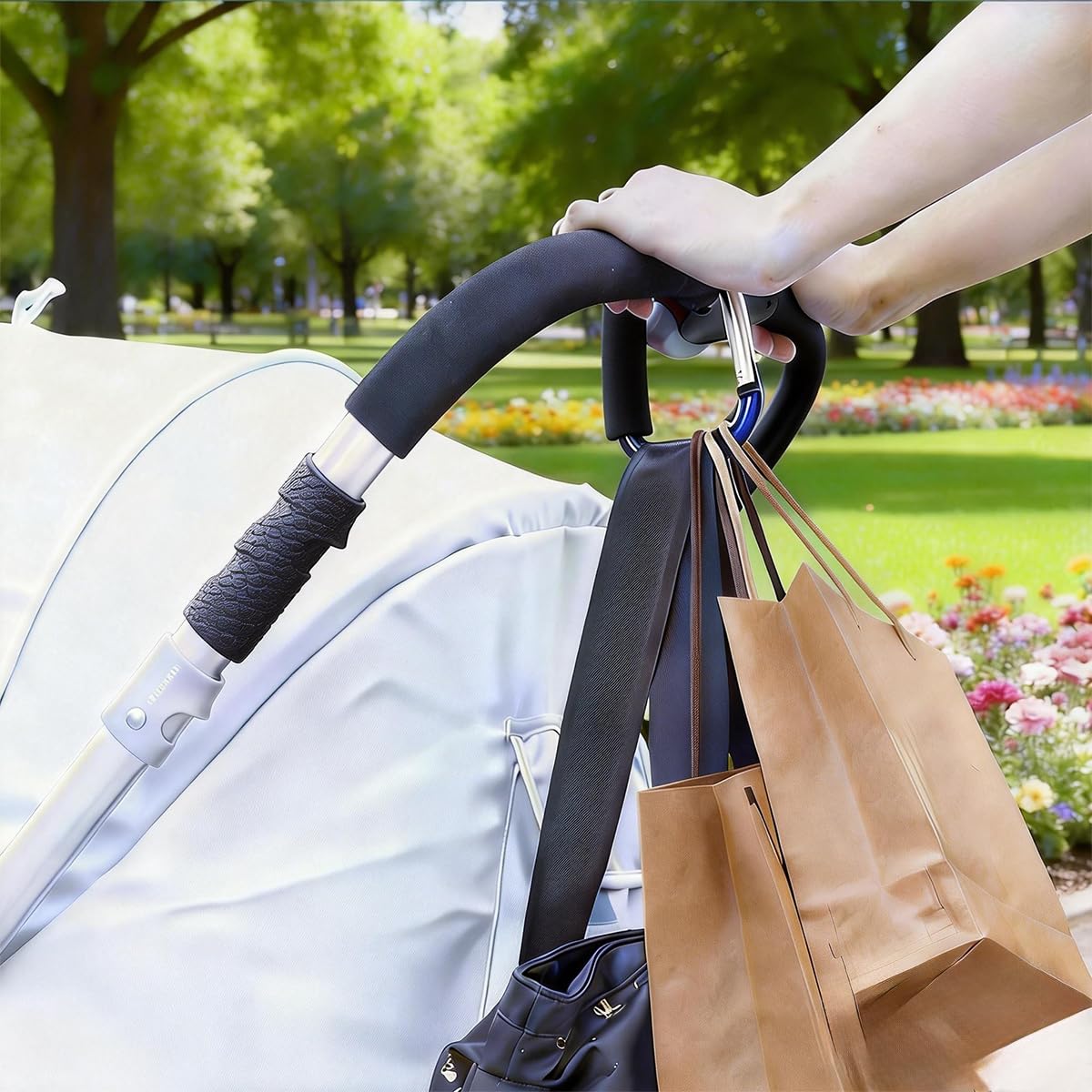 Stroller Hooks for Hanging Bags and Shopping Hanging Purses, Large Stroller Accessories Multifunctional Stroller Hook Organizer for Travel Car Seats