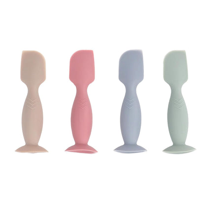 4pcs Baby Diaper Cream Spatula, Soft Silicone Non Irritating Safe for Sensitive Skin Silicone Baby Butt Paste Applicator, Mini Butt Paste Spatula with Strong Suction Cup Storage