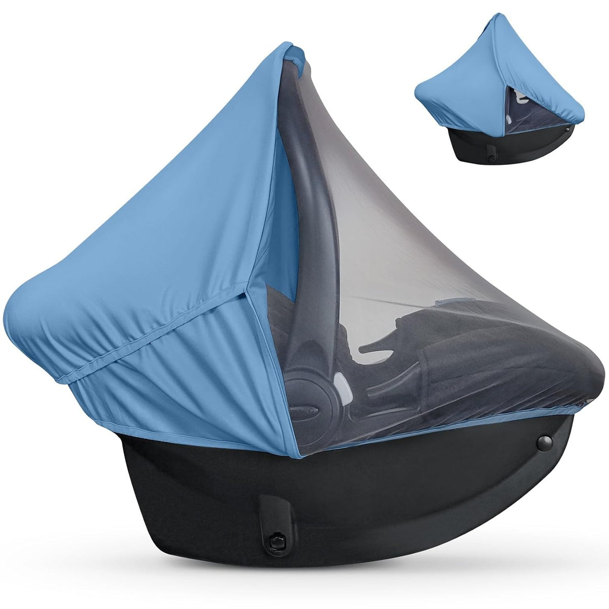 Summer Baby Car Seat Cover | 2-in-1 Breathable Carseat Sun Shade & Mosquito Net | UV Protection Lightweight Canopy Covers for Infant Unisex | Bug Net Mesh for Warm Weather (Gray)