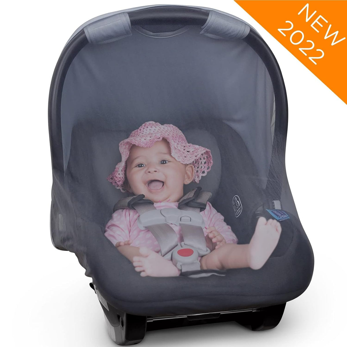 Summer Baby Car Seat Cover | 2-in-1 Breathable Carseat Sun Shade & Mosquito Net | UV Protection Lightweight Canopy Covers for Infant Unisex | Bug Net Mesh for Warm Weather (Gray)