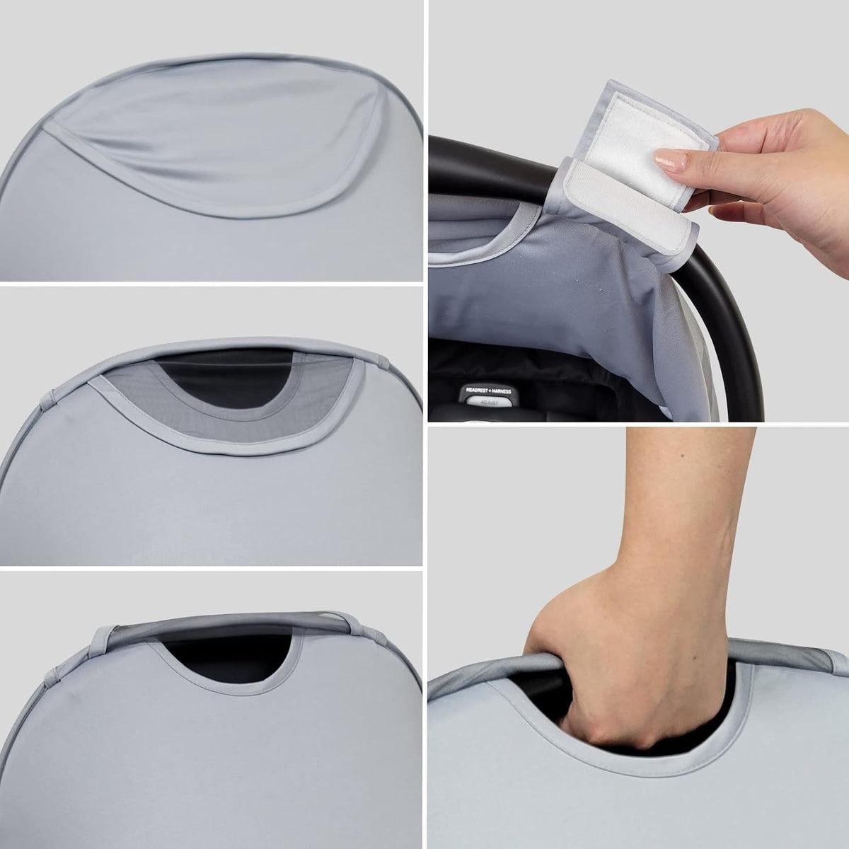 Summer Baby Car Seat Cover | 2-in-1 Breathable Carseat Sun Shade & Mosquito Net | UV Protection Lightweight Canopy Covers for Infant Unisex | Bug Net Mesh for Warm Weather (Gray)