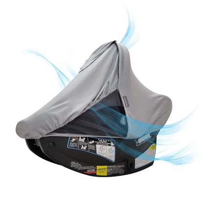 Summer Baby Car Seat Cover | 2-in-1 Breathable Carseat Sun Shade & Mosquito Net | UV Protection Lightweight Canopy Covers for Infant Unisex | Bug Net Mesh for Warm Weather (Gray)