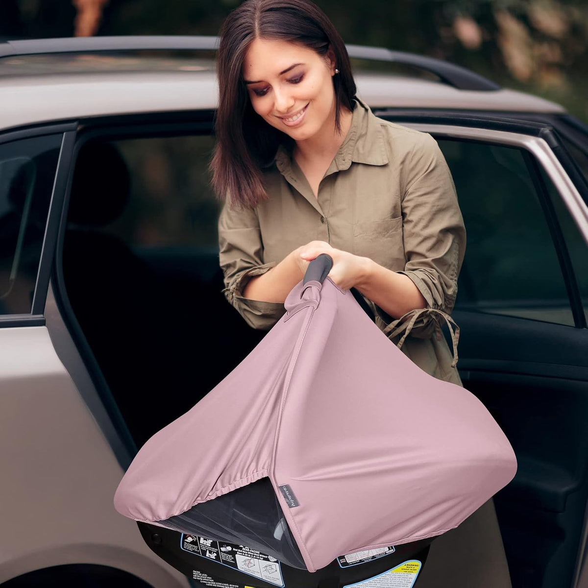 Summer Baby Car Seat Cover | 2-in-1 Breathable Carseat Sun Shade & Mosquito Net | UV Protection Lightweight Canopy Covers for Infant Unisex | Bug Net Mesh for Warm Weather (Gray)
