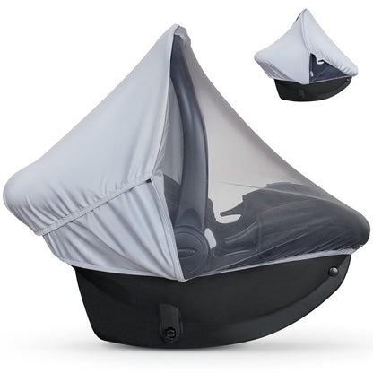Summer Baby Car Seat Cover | 2-in-1 Breathable Carseat Sun Shade & Mosquito Net | UV Protection Lightweight Canopy Covers for Infant Unisex | Bug Net Mesh for Warm Weather (Gray)