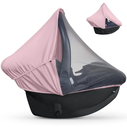 Summer Baby Car Seat Cover | 2-in-1 Breathable Carseat Sun Shade & Mosquito Net | UV Protection Lightweight Canopy Covers for Infant Unisex | Bug Net Mesh for Warm Weather (Gray)