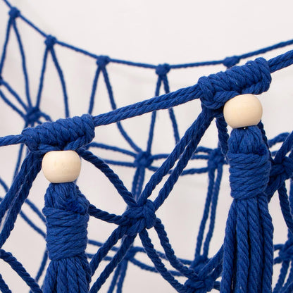 MAKEONEWO Stuffed Animal Toy Hammock Hanging-Handmade Large Blue Macrame Organizer Display Corner Plush Toys Net Holder for Boho Nursery Playroom Boy Bedroom Kids Room Storage Dark, 1 Pack