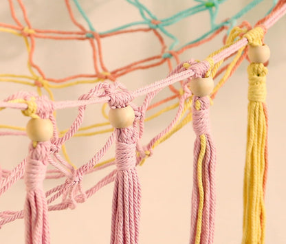 MAKEONEWO Stuffed Animal Toy Hammock Hanging-Handmade Large Blue Macrame Organizer Display Corner Plush Toys Net Holder for Boho Nursery Playroom Boy Bedroom Kids Room Storage Dark, 1 Pack