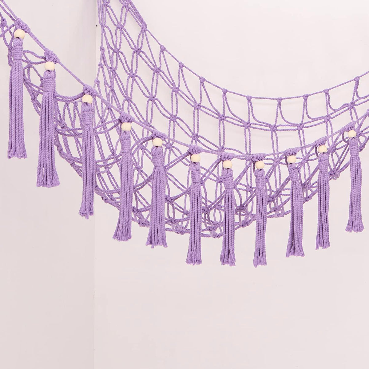 MAKEONEWO Stuffed Animal Toy Hammock Hanging-Handmade Large Blue Macrame Organizer Display Corner Plush Toys Net Holder for Boho Nursery Playroom Boy Bedroom Kids Room Storage Dark, 1 Pack