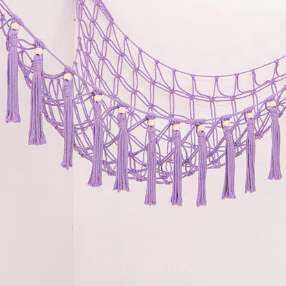 MAKEONEWO Stuffed Animal Toy Hammock Hanging-Handmade Large Blue Macrame Organizer Display Corner Plush Toys Net Holder for Boho Nursery Playroom Boy Bedroom Kids Room Storage Dark, 1 Pack