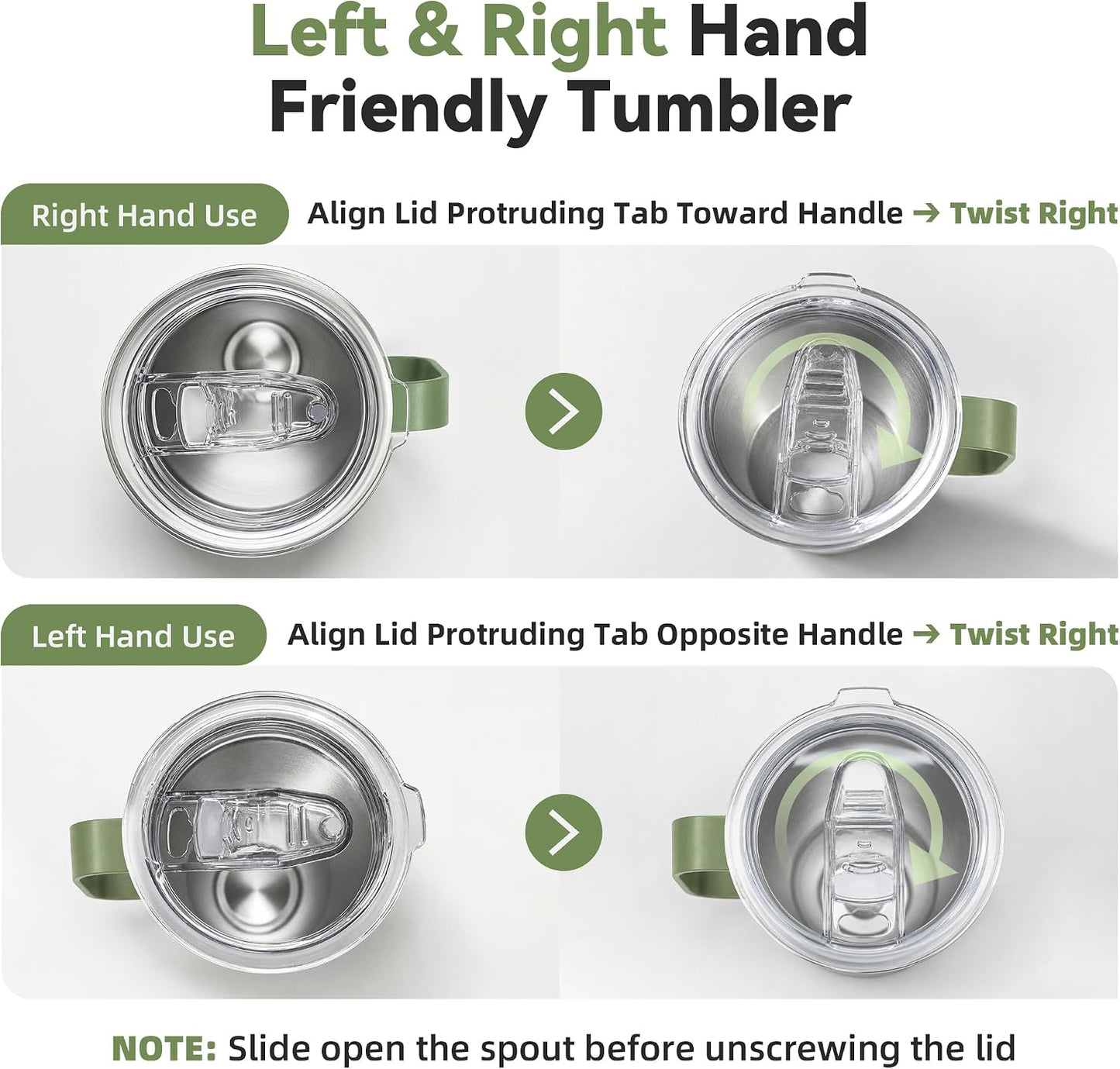 30 oz Stainless Steel Tumbler with Handle and Lid, 1 Pack | Powder Coated, Double Wall Vacuum Insulated, Leak Proof Lid, Keep Drinks Cold and Hot, for office, party, camping, White