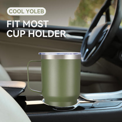 30 oz Stainless Steel Tumbler with Handle and Lid, 1 Pack | Powder Coated, Double Wall Vacuum Insulated, Leak Proof Lid, Keep Drinks Cold and Hot, for office, party, camping, White