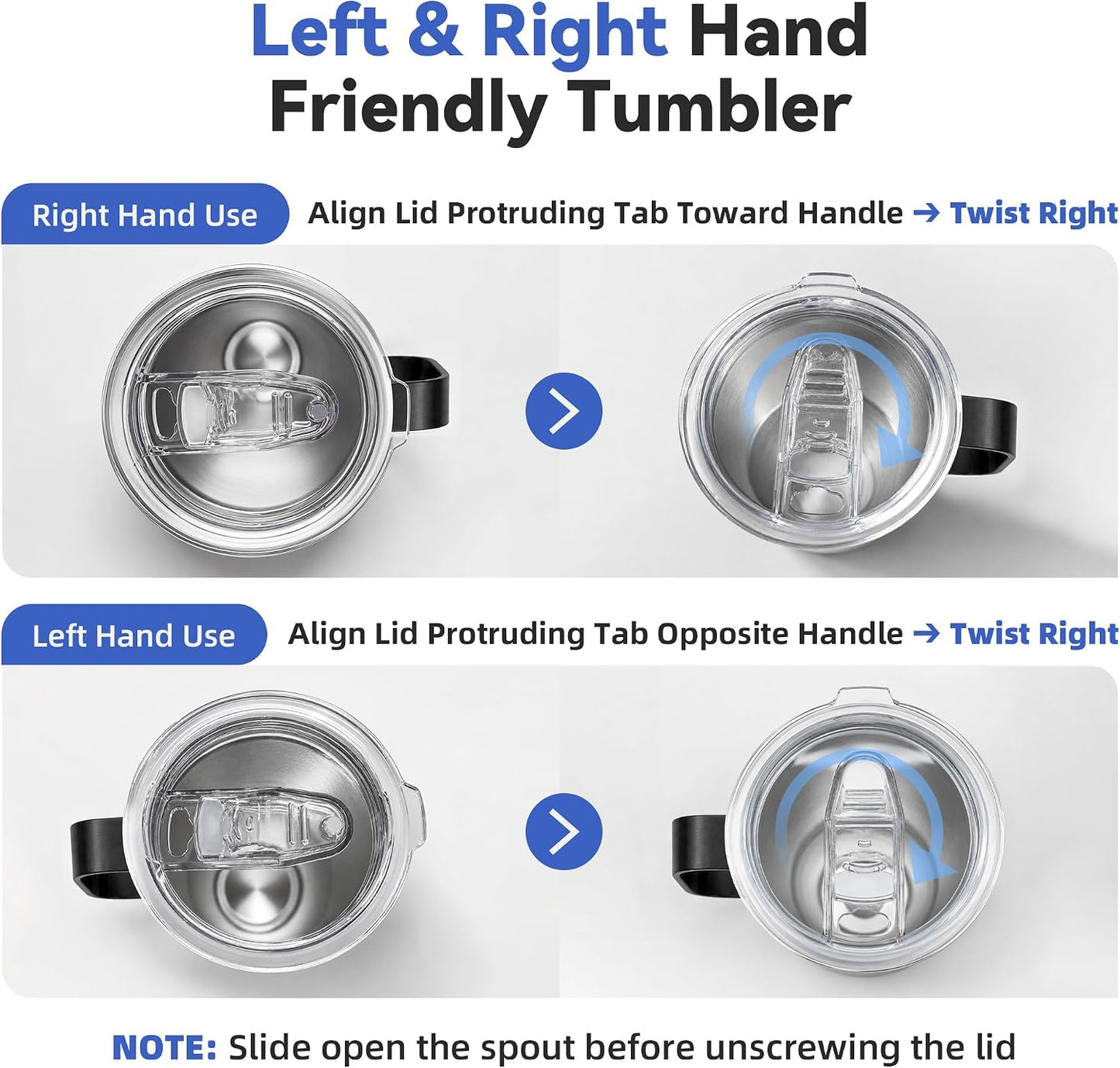 30 oz Stainless Steel Tumbler with Handle and Lid, 1 Pack | Powder Coated, Double Wall Vacuum Insulated, Leak Proof Lid, Keep Drinks Cold and Hot, for office, party, camping, White