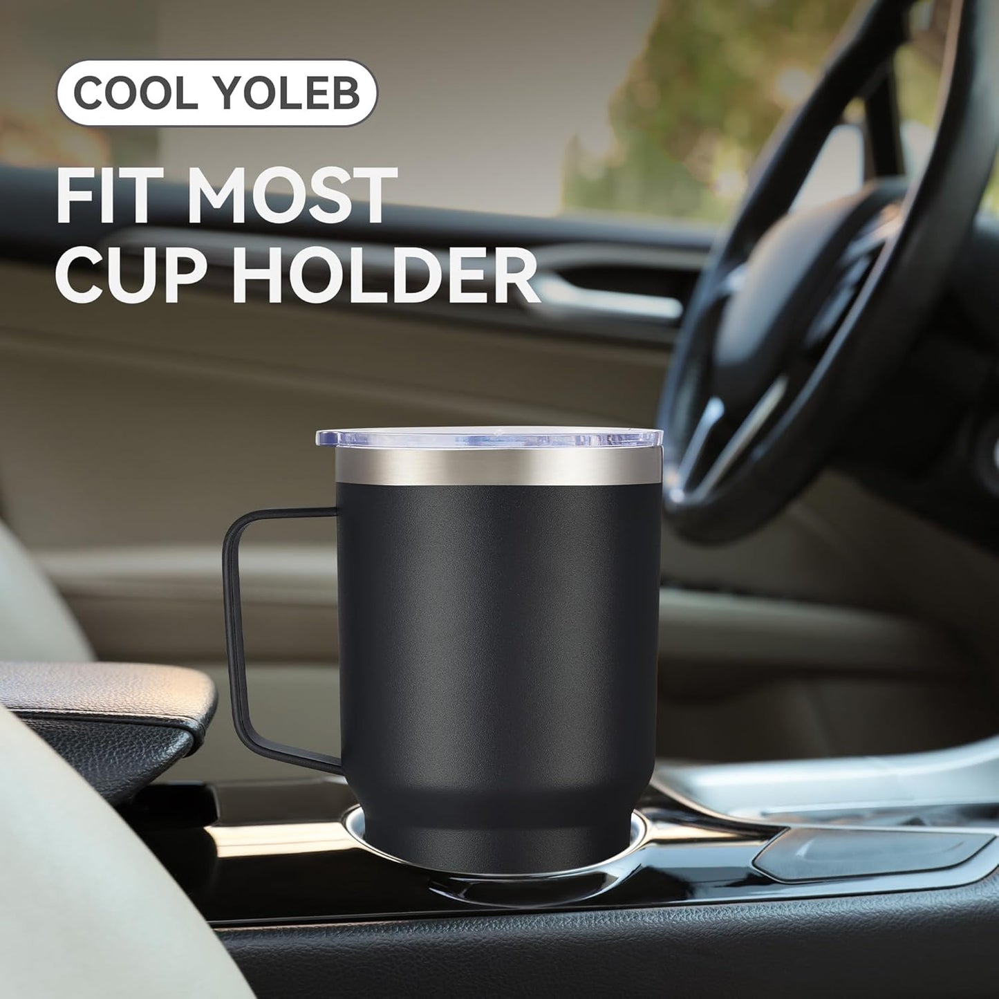 30 oz Stainless Steel Tumbler with Handle and Lid, 1 Pack | Powder Coated, Double Wall Vacuum Insulated, Leak Proof Lid, Keep Drinks Cold and Hot, for office, party, camping, White