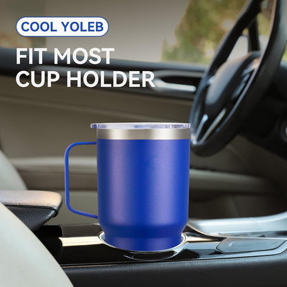 30 oz Stainless Steel Tumbler with Handle and Lid, 1 Pack | Powder Coated, Double Wall Vacuum Insulated, Leak Proof Lid, Keep Drinks Cold and Hot, for office, party, camping, White