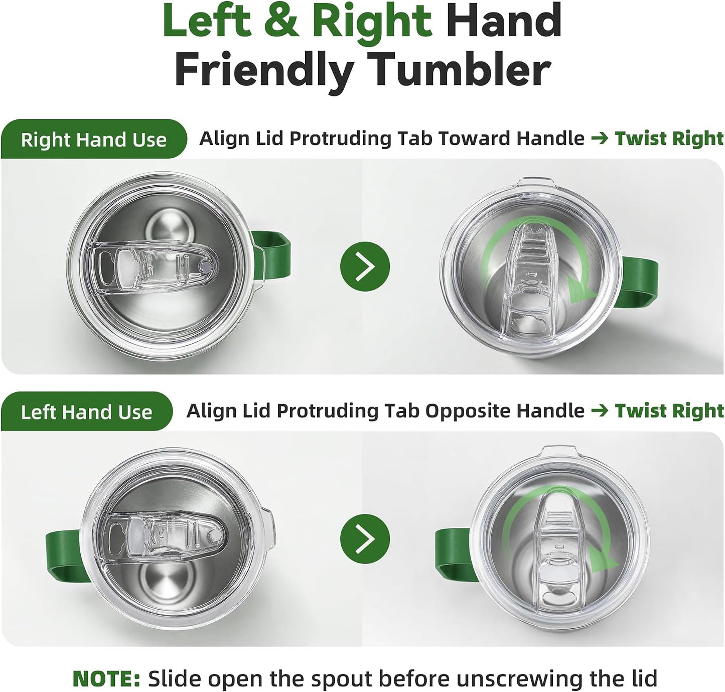 30 oz Stainless Steel Tumbler with Handle and Lid, 1 Pack | Powder Coated, Double Wall Vacuum Insulated, Leak Proof Lid, Keep Drinks Cold and Hot, for office, party, camping, White