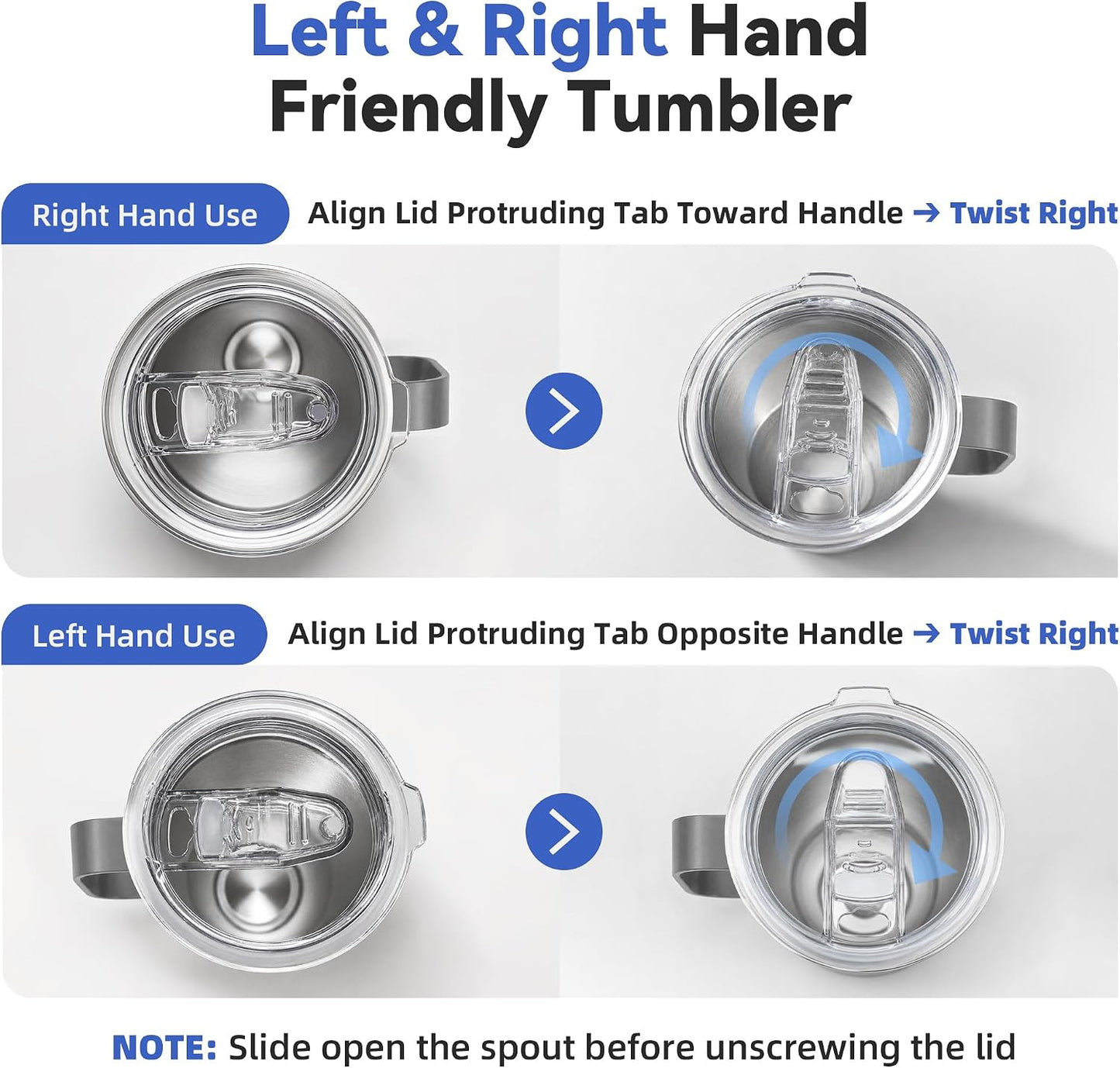 30 oz Stainless Steel Tumbler with Handle and Lid, 1 Pack | Powder Coated, Double Wall Vacuum Insulated, Leak Proof Lid, Keep Drinks Cold and Hot, for office, party, camping, White