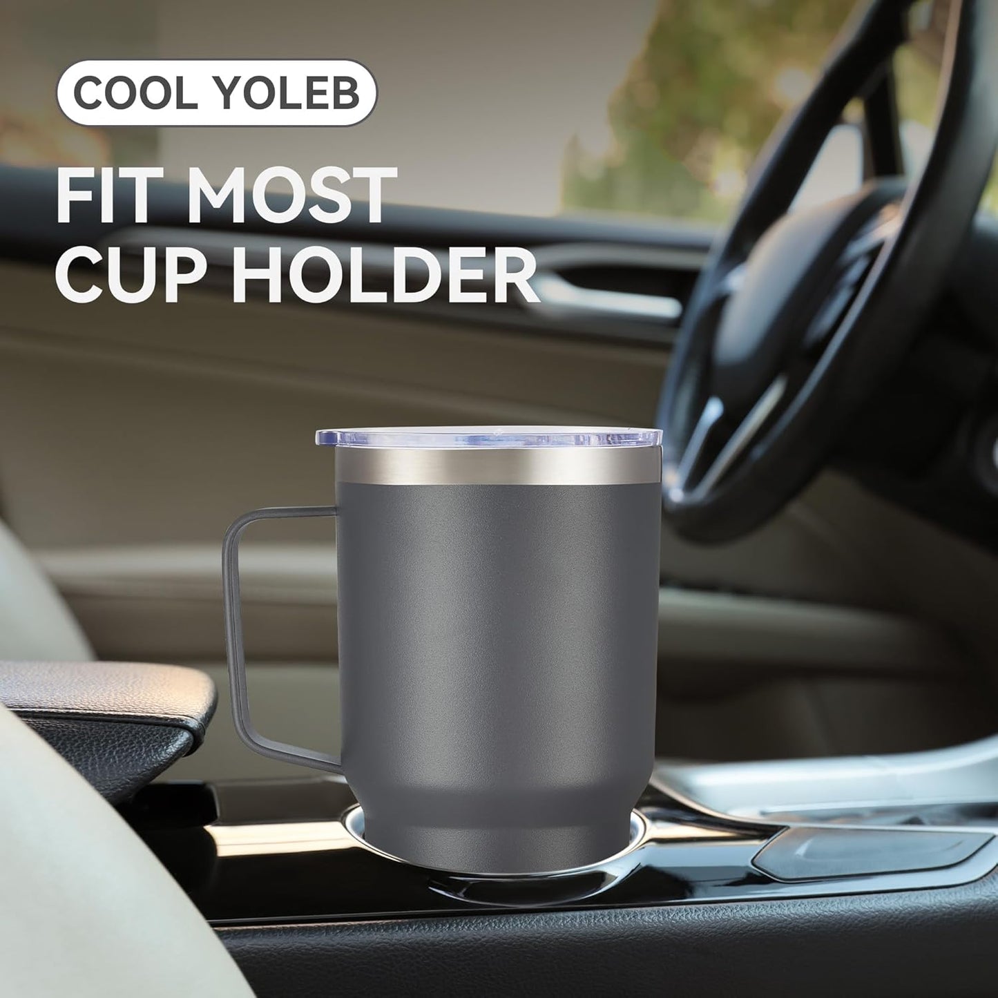 30 oz Stainless Steel Tumbler with Handle and Lid, 1 Pack | Powder Coated, Double Wall Vacuum Insulated, Leak Proof Lid, Keep Drinks Cold and Hot, for office, party, camping, White