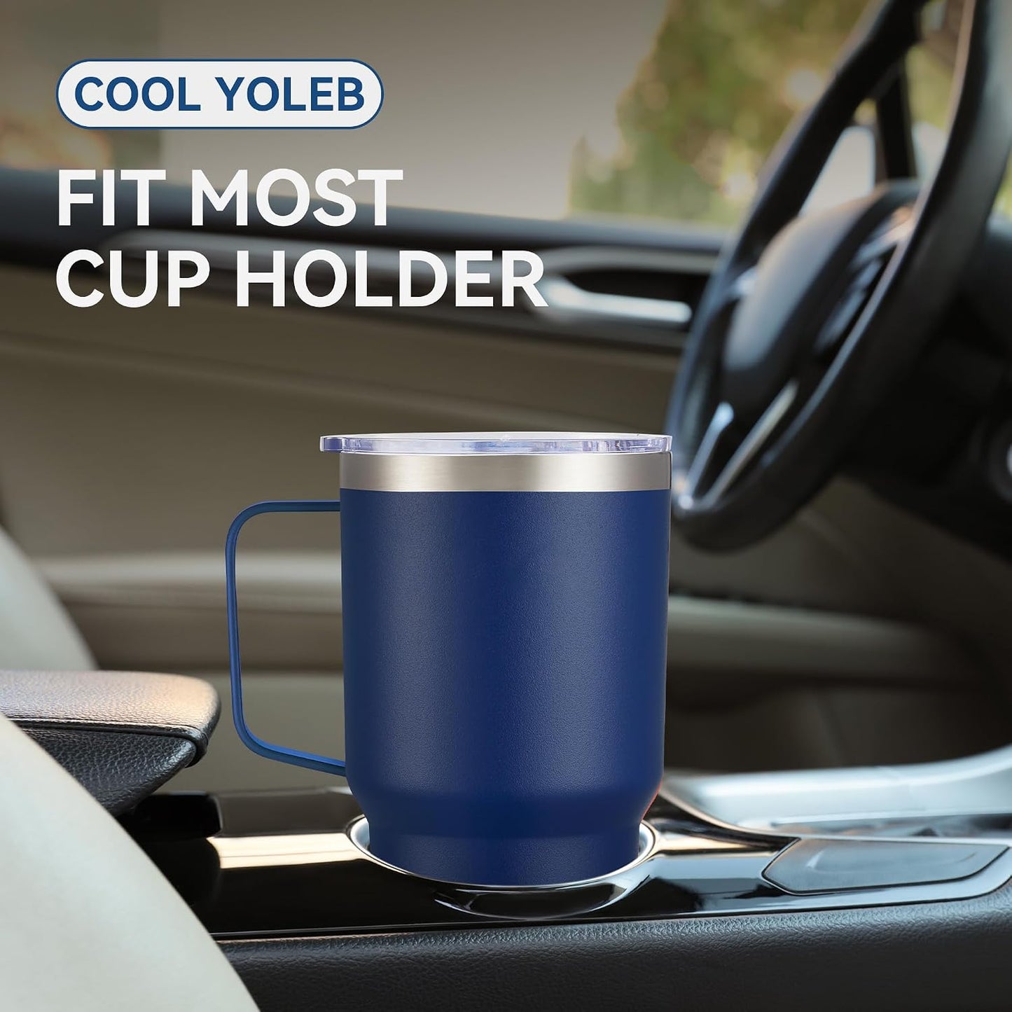 30 oz Stainless Steel Tumbler with Handle and Lid, 1 Pack | Powder Coated, Double Wall Vacuum Insulated, Leak Proof Lid, Keep Drinks Cold and Hot, for office, party, camping, White
