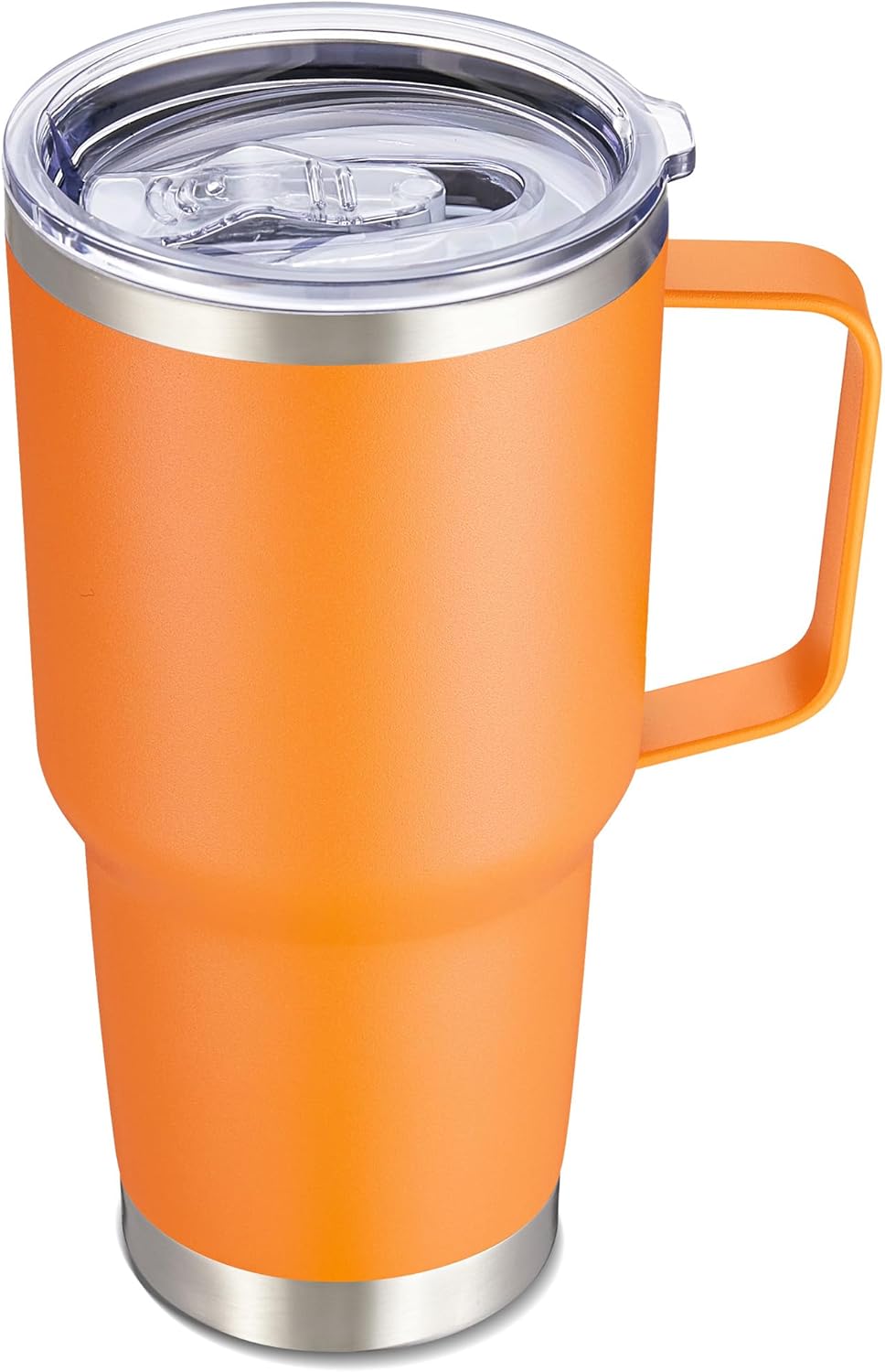 30 oz Stainless Steel Tumbler with Handle and Lid, 1 Pack | Powder Coated, Double Wall Vacuum Insulated, Leak Proof Lid, Keep Drinks Cold and Hot, for office, party, camping, White