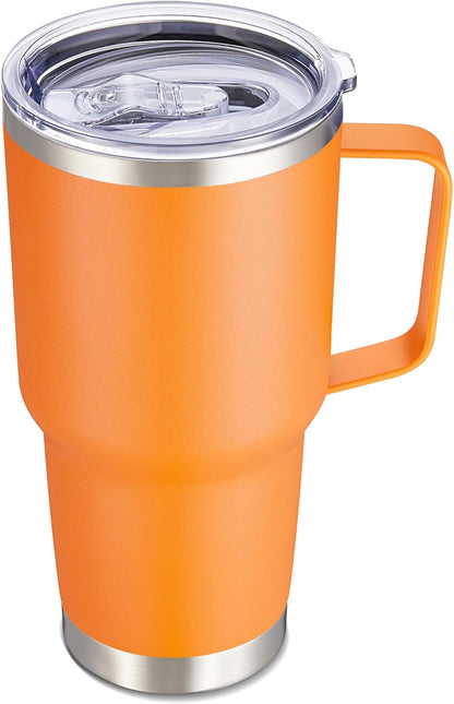 30 oz Stainless Steel Tumbler with Handle and Lid, 1 Pack | Powder Coated, Double Wall Vacuum Insulated, Leak Proof Lid, Keep Drinks Cold and Hot, for office, party, camping, White