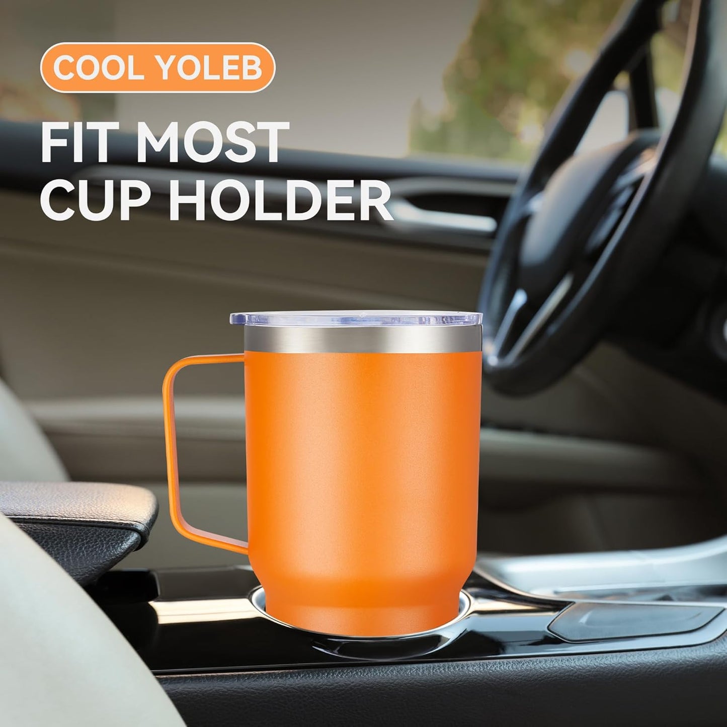 30 oz Stainless Steel Tumbler with Handle and Lid, 1 Pack | Powder Coated, Double Wall Vacuum Insulated, Leak Proof Lid, Keep Drinks Cold and Hot, for office, party, camping, White