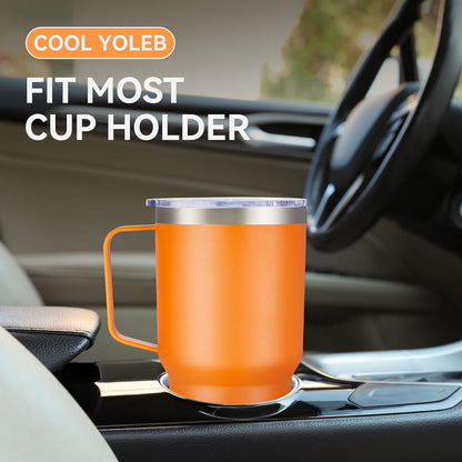 30 oz Stainless Steel Tumbler with Handle and Lid, 1 Pack | Powder Coated, Double Wall Vacuum Insulated, Leak Proof Lid, Keep Drinks Cold and Hot, for office, party, camping, White